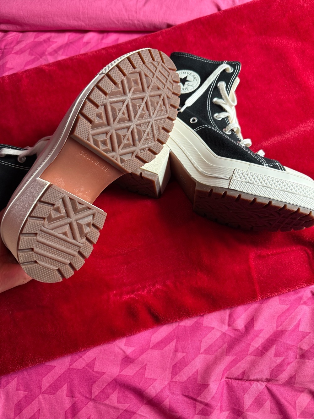 Converse Black and White Platform Lace-Up High-Top Boots - Picture 2 of 2